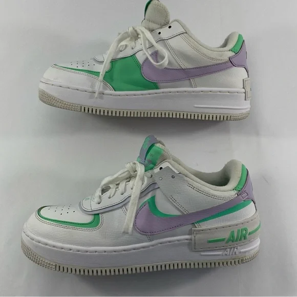 NIKE AIR FORCE 1 #CU8591-103 Shadow White Green Purple Sneakers Women’s 9.5 - Picture 2 of 14